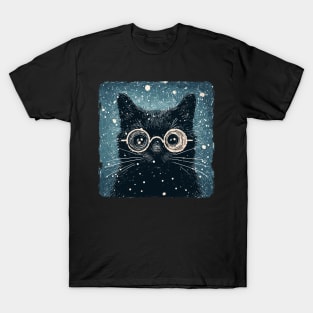 Artistic black cat impressionism abstract art T-Shirt